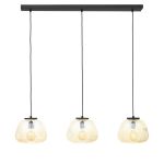 Brilliant Kaizen Suspension Luminaire Verre Suspension Luminaire Métal Noir Beige | Convient pour 3x E27