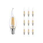 Lot 10x Noxion Lucent LED E14 Bent-tip Bougie Filament Claire 4.5W 470lm - 827 Blanc Très Chaud | Dimmable - Équivalent 40W