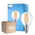 Lot 10x Philips Corepro LED Lustre E14 Boule Filament Claire 6.5W 806lm - 827 Blanc Très Chaud | Équivalent 60W