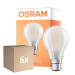 Lot 6x Osram Classic LED B22d Poire Filament Dépolie 11W 1521lm - 865 Lumière Du Jour | Dimmable - Équivalent 100W