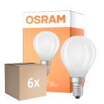Lot 6x Osram Classic LED E14 Boule Filament Dépolie 5.5W 806lm - 840 Blanc Froid | Dimmable - Équivalent 60W