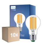 Lot 10x Philips MASTER LED Ampoule Ultra Efficient E27 Poire Claire 7.3W 1535lm - 830 Blanc Chaud | Équivalent 100W