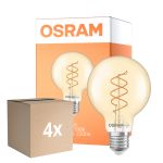 Lot 4x Osram Vintage 1906 LED E27 Globe Filament Twist Dorée 8W 806lm - 922 Blanc Très Chaud | Meilleur Rendu Des Couleurs - Dimmable - Équivalent 60W