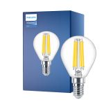 Philips Master Value LED Lustre E14 Boule Filament Claire 3.4W 470lm - 927 Blanc Très Chaud | Meilleur rendu des couleurs - Dimmable - Équivalent 40W