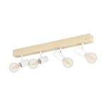 Eglo Plafonnier Townshend 3 Bois Acier Blanc | IP20 - Convient pour 4x E27 