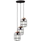 Brilliant Gwen Suspension Luminaire Métal Bois Noir | 420mm - Convient pour 3x E27