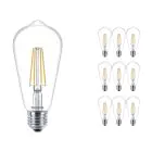 Lot 10x Philips Corepro LED Ampoule E27 Edison Filament Claire 7W 806lm - 827 Blanc Très Chaud | Équivalent 60W