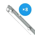 Lot 8x Noxion Réglette LED Étanche Boîtier Vide  Poseidon V2.0 | Convient Pour 2x120cm Tube LED