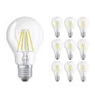 Lot 10x Osram CLASSIC LED E27 Poire Filament Claire 4W 470lm - 827 Blanc Très Chaud | Équivalent 40W