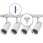 Bright Choice Ensemble complet Rail Monophasé Rail 1 Mètre Blanc | incl. 4x Spot + GU10 2700K 3W Dimmable + Embout, Connecteur d’Alimentation