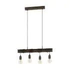 Eglo Suspension Luminaire Townshend 4 Acier Brun | IP20 - Convient pour 4x E27 