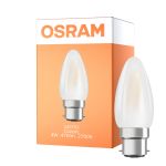 Osram LED B22D Kaars Filament Mat 4W 470lm - 827 Zeer Warm Wit | Vervangt 40W