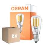 Voordeelpak 6x Osram LED Speciaal E14 Buisvormig Lamp T26 Filament Helder 2.8W 250lm - 827 Zeer Warm Wit | Dimbaar - Vervangt 25W