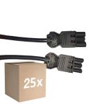 Voordeelpak 25x Noxion GST - Compatibel Verlengkabel Zwart - Mannelijk + Vrouwlijk - 1,5m - 3 pole 1,5mm2
