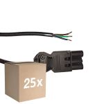 Voordeelpak 25x Noxion GST - Compatibel Voedingskabel Zwart - Mannelijk + Open uiteinden - 2m - 3 pole 0,75mm2