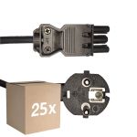 Voordeelpak 25x Noxion GST - Compatibel Voedingskabel Zwart - Vrouwlijk + Schuko Europlug - 2m - 3 pole 0.75mm2