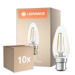 Voordeelpak 10x Ledvance Classic LED B22 Kaars Filament Helder 1.8W 250lm - 827 Zeer Warm Wit | Vervangt 25W