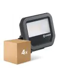 Voordeelpak 4x Ledvance LED Floodlight Aluminium Zwart 8W 1100lm 100D - 830 Warm Wit | IP66 - Symmetrisch