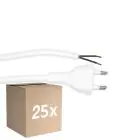 Voordeelpak 25x Noxion Euro Voedingskabel - C7 Europlug + Open uiteinden - Wit 2m - 2 pole 0,75mm2